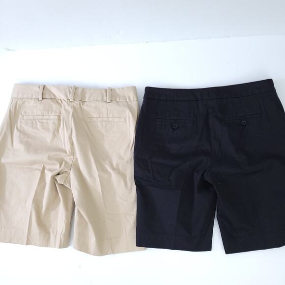 Lot of 2 Talbots 6P Bermuda Long Shorts Tan, Black, Cotton Blend, Pockets - Picture 2 of 5